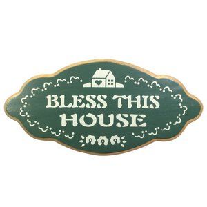 'Bless This House' Painted Wood Wall Plaque *NEW*